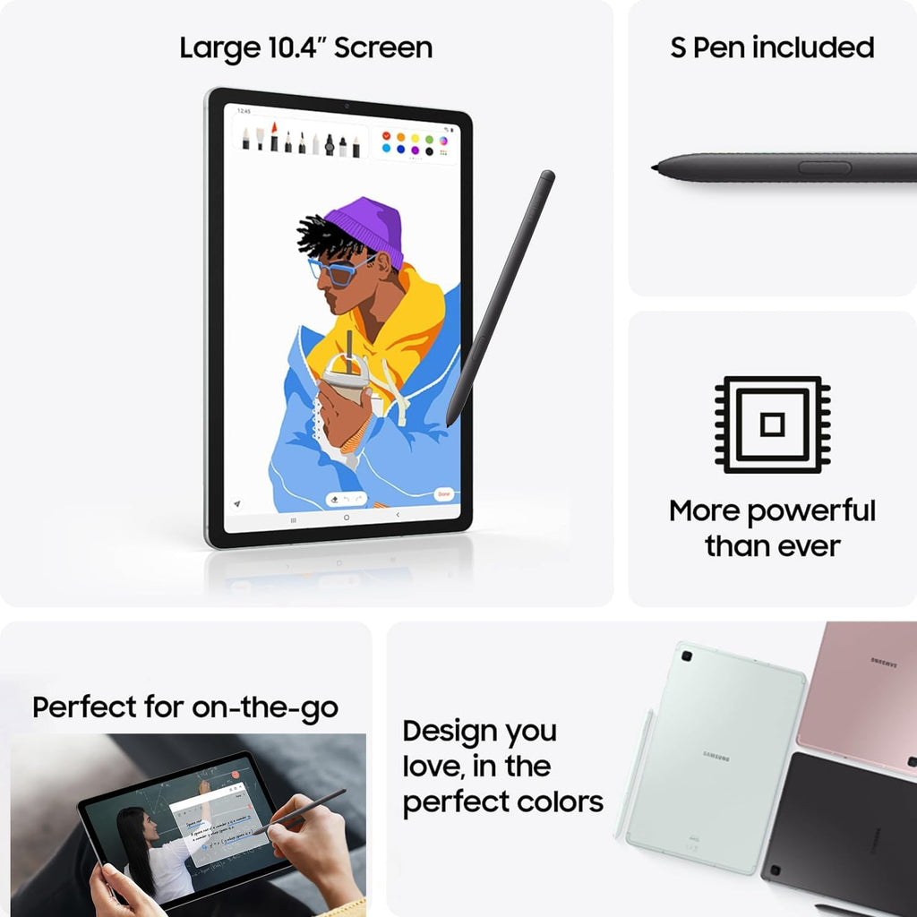 Samsung Galaxy Tab S6 Lite Android Tablet (10.4' 2K Touchscreen, 128GB Storage(64GB+64GB SD Card), S Pen for Note-Taking, Drawing, 14-Hr Long Battery Life, 5MP + 8MP Camera, Durable) SM-P620, Gray