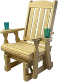 Amish Casual Heavy Duty 600 Lb Mission High Back Treated Glider Chair with Cupholders (Unfinished)