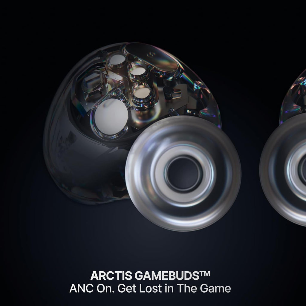 SteelSeries Arctis GameBuds for PlayStation/PC/Switch/Mobile — 2.4GHz + Bluetooth 5.3 Earbuds — ANC — Mobile App Sound Presets — Water Resistant IP55 — 40H Battery with Qi Charging Case - Black