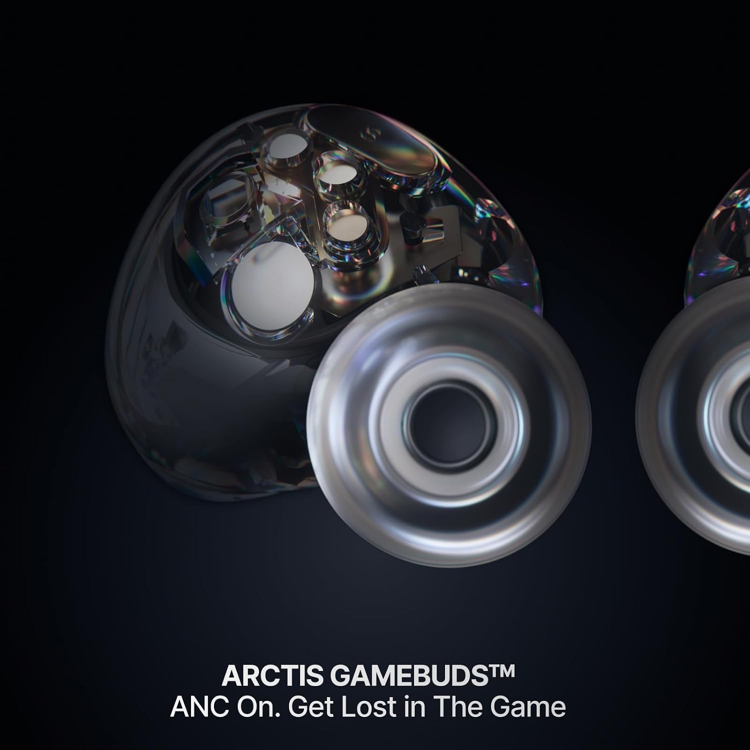 SteelSeries Arctis GameBuds for PlayStation/PC/Switch/Mobile — 2.4GHz + Bluetooth 5.3 Earbuds — ANC — Mobile App Sound Presets — Water Resistant IP55 — 40H Battery with Qi Charging Case - Black