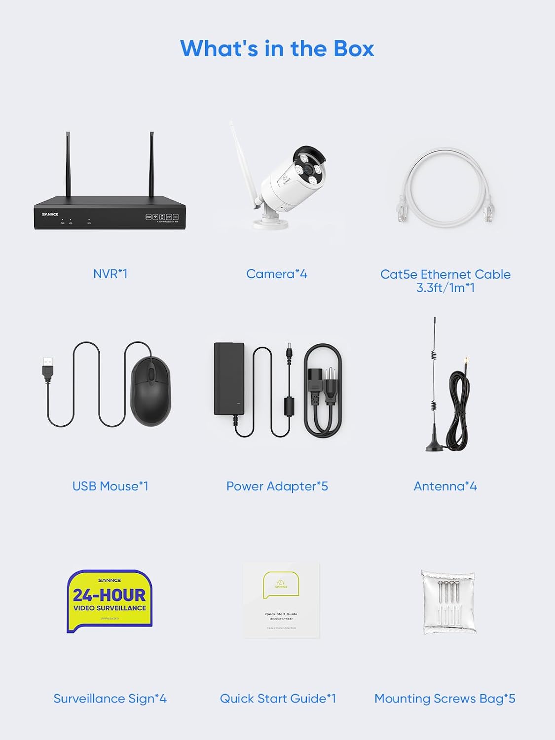 SANNCE 2K Wireless Security Camera System, 8CH 5MP NVR with 8Pcs 3MP Outdoor WiFi IP Surveillance Cameras with One-Way Audio,Night Vision, Remote Access, Motion Alerts, Compatible with Alexa(2TB HDD)