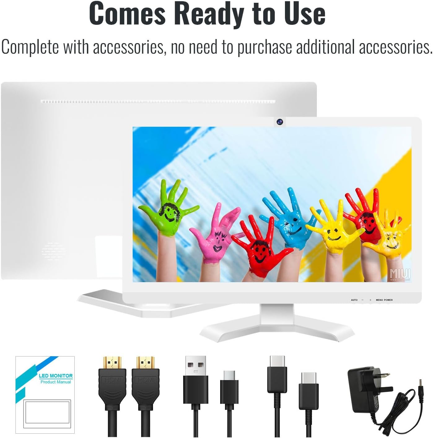 22 Inch Touchscreen Monitor with Webcam @1920x1080P Full HD IPS Panel Built-in Speakers HDMI VGA Ports