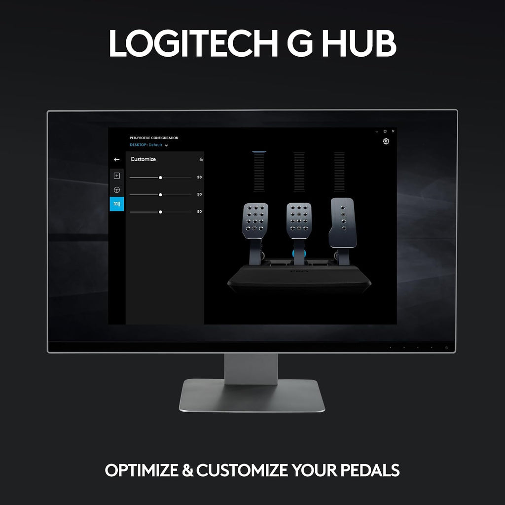 Logitech G PRO Racing Pedals - Racing Simulator Pedals with 100kg Load Cell Brake, Fully Customizable, Swappable Springs & Elastomers, Modular Design
