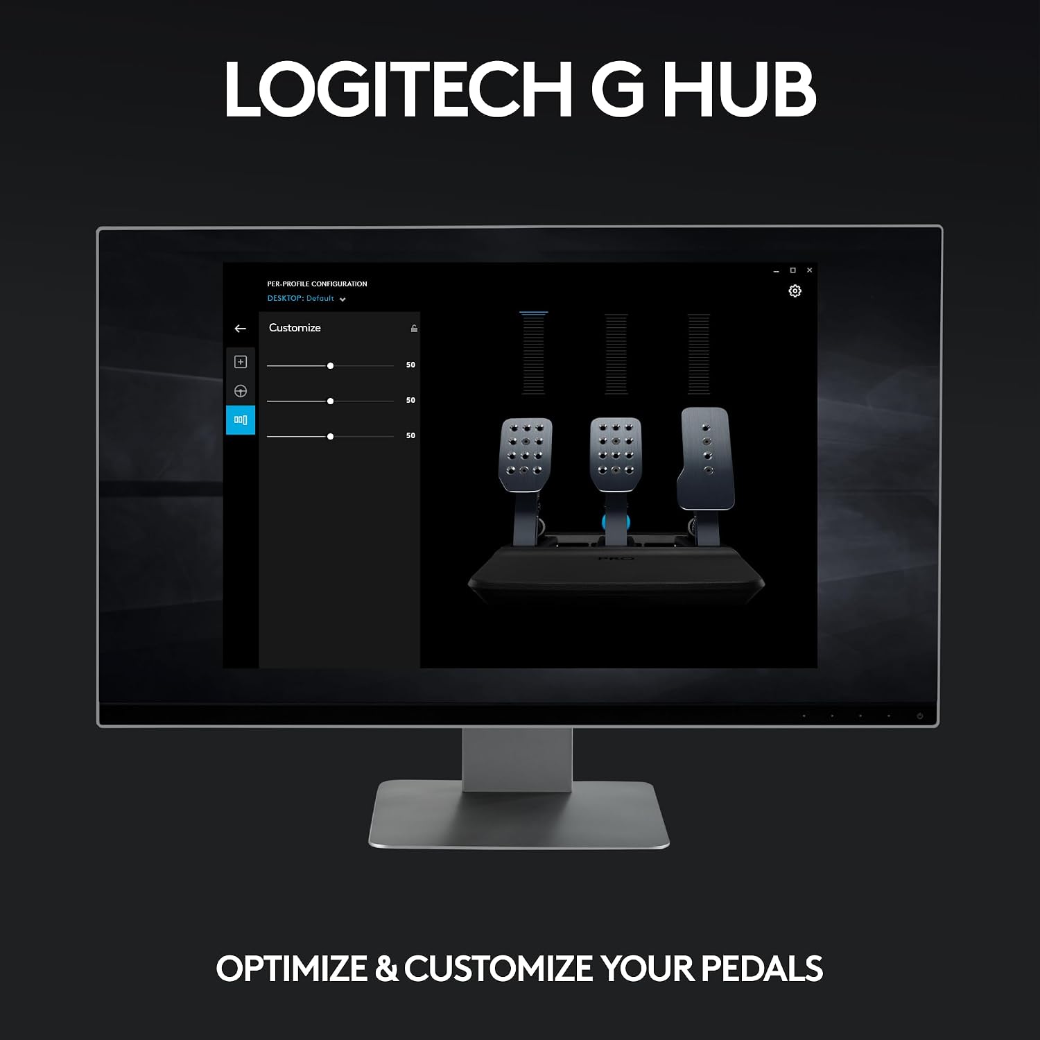 Logitech G PRO Racing Pedals - Racing Simulator Pedals with 100kg Load Cell Brake, Fully Customizable, Swappable Springs & Elastomers, Modular Design