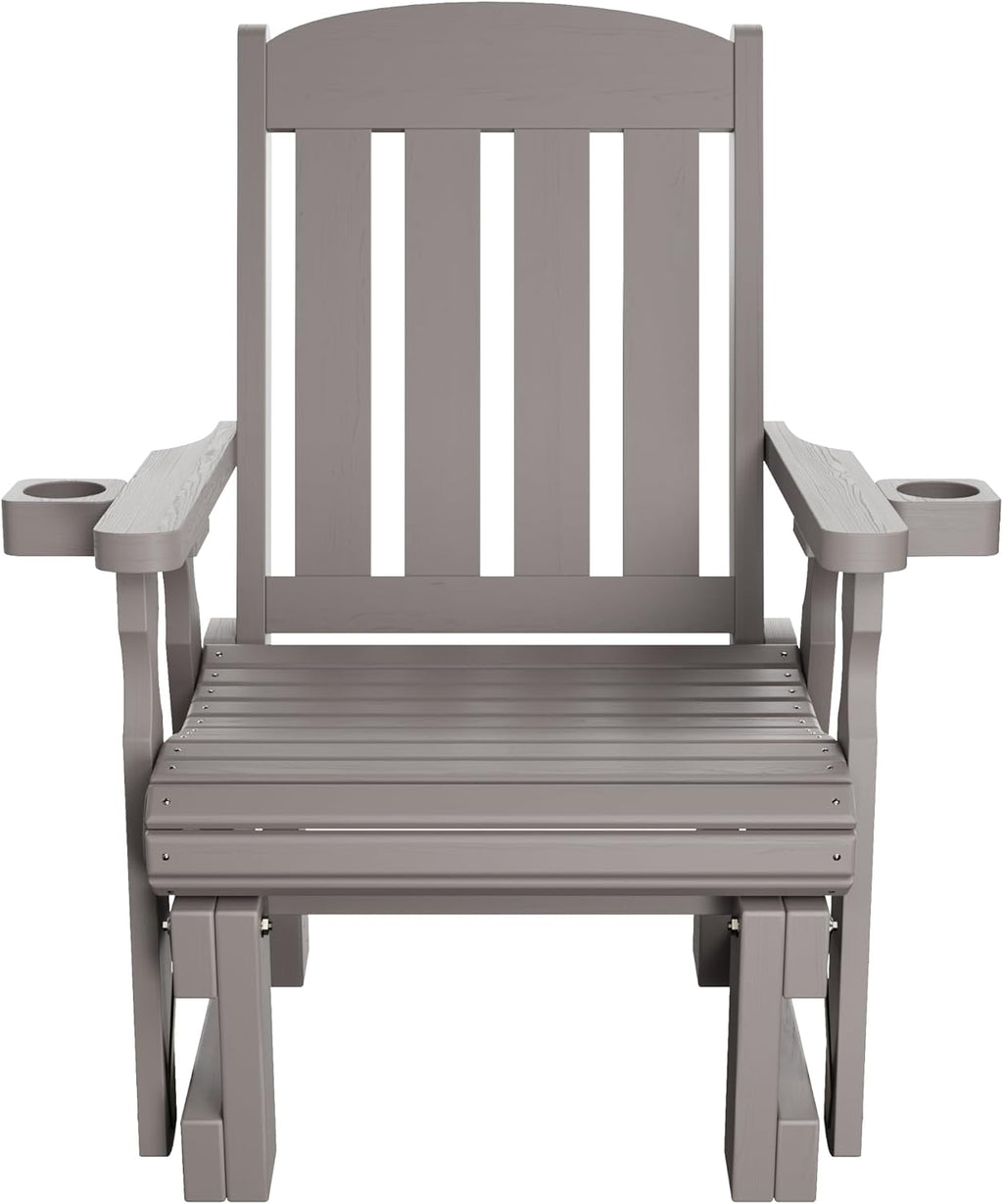 Amish Casual Heavy Duty 600 Lb Mission High Back Treated Glider Chair with Cupholder (Semi Solid Grey Stain)