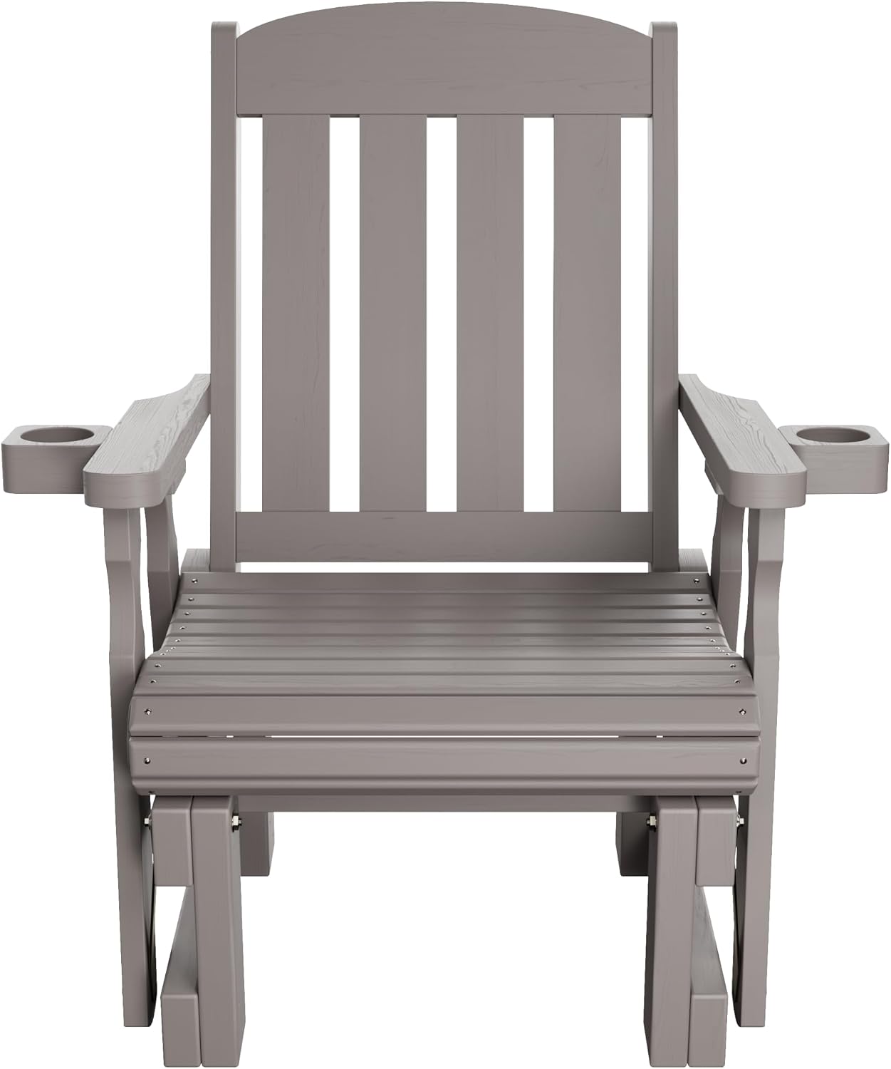 Amish Casual Heavy Duty 600 Lb Mission High Back Treated Glider Chair with Cupholder (Semi Solid Grey Stain)