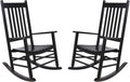 Rocking Chair Wooden Frame Chair Indoor and Outdoor Fade Resistant Rocker with 350lbs Weight Capacity All Weather Porch Rocker for Garden Lawn Balcony Backyard and Patio Porch (2, Black)