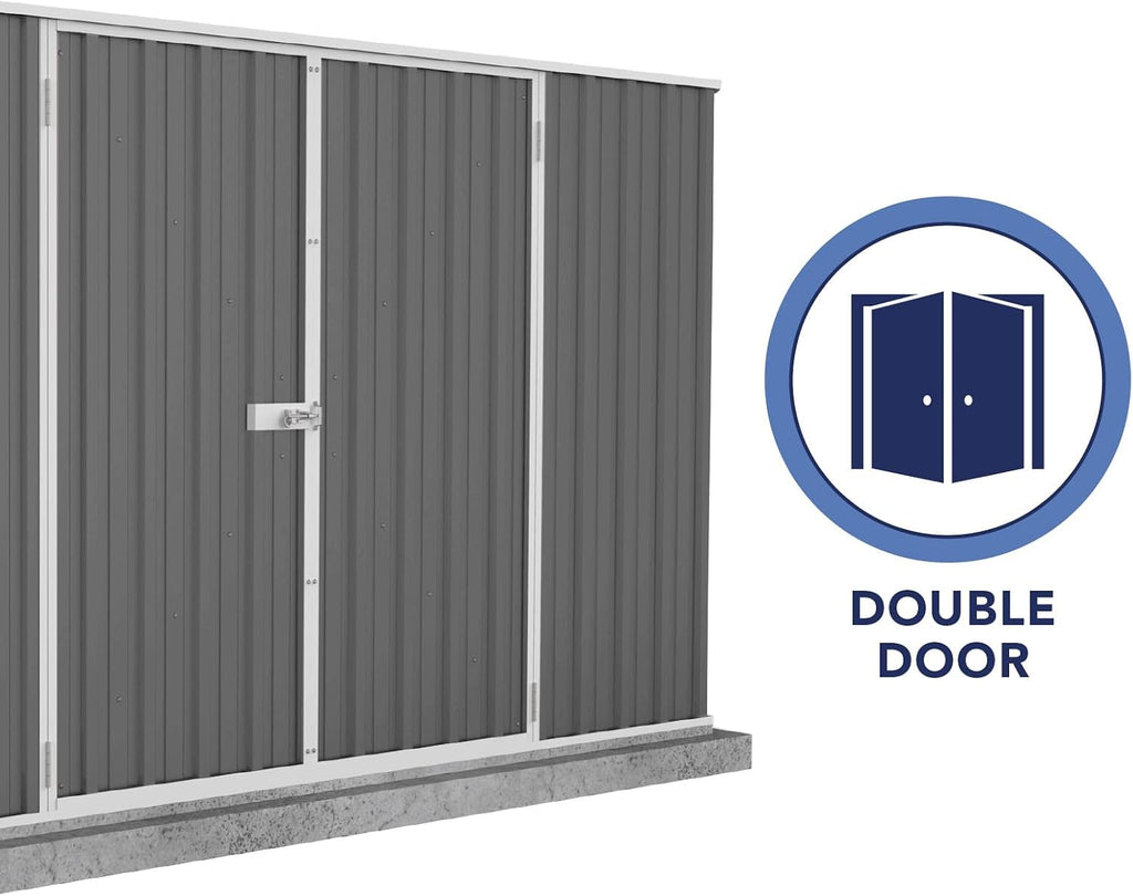 Absco Premier Storage Sheds, 10'x7' Metal Garage, DIY Backyard Shed, Utility Tool Storage, Weather & Wind Resistant Aluminum Panels & Steel Frame, Maintenance-Free, 12 Year Warranty, Woodland Gray