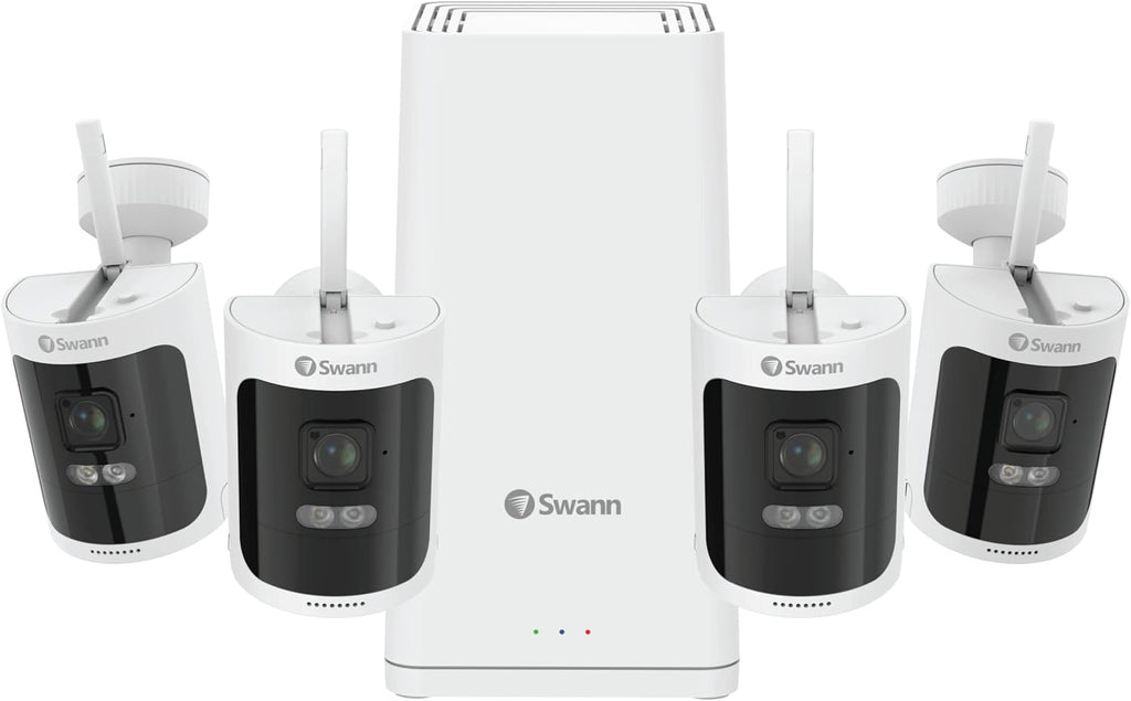 Swann AllSecure650™ Wi-Fi Security Camera System with 1 TB HDD, 4 Camera 8 Channel, 2K HD NVR Home Security Cameras Wireless Outdoor Indoor, Night Vision Surveillance Camera, Heat and Motion Detection
