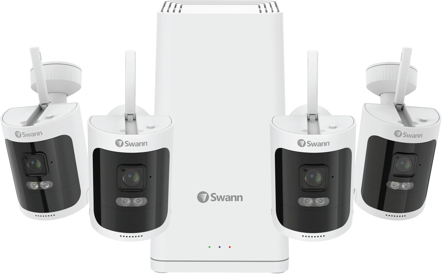 Swann AllSecure650™ Wi-Fi Security Camera System with 1 TB HDD, 4 Camera 8 Channel, 2K HD NVR Home Security Cameras Wireless Outdoor Indoor, Night Vision Surveillance Camera, Heat and Motion Detection