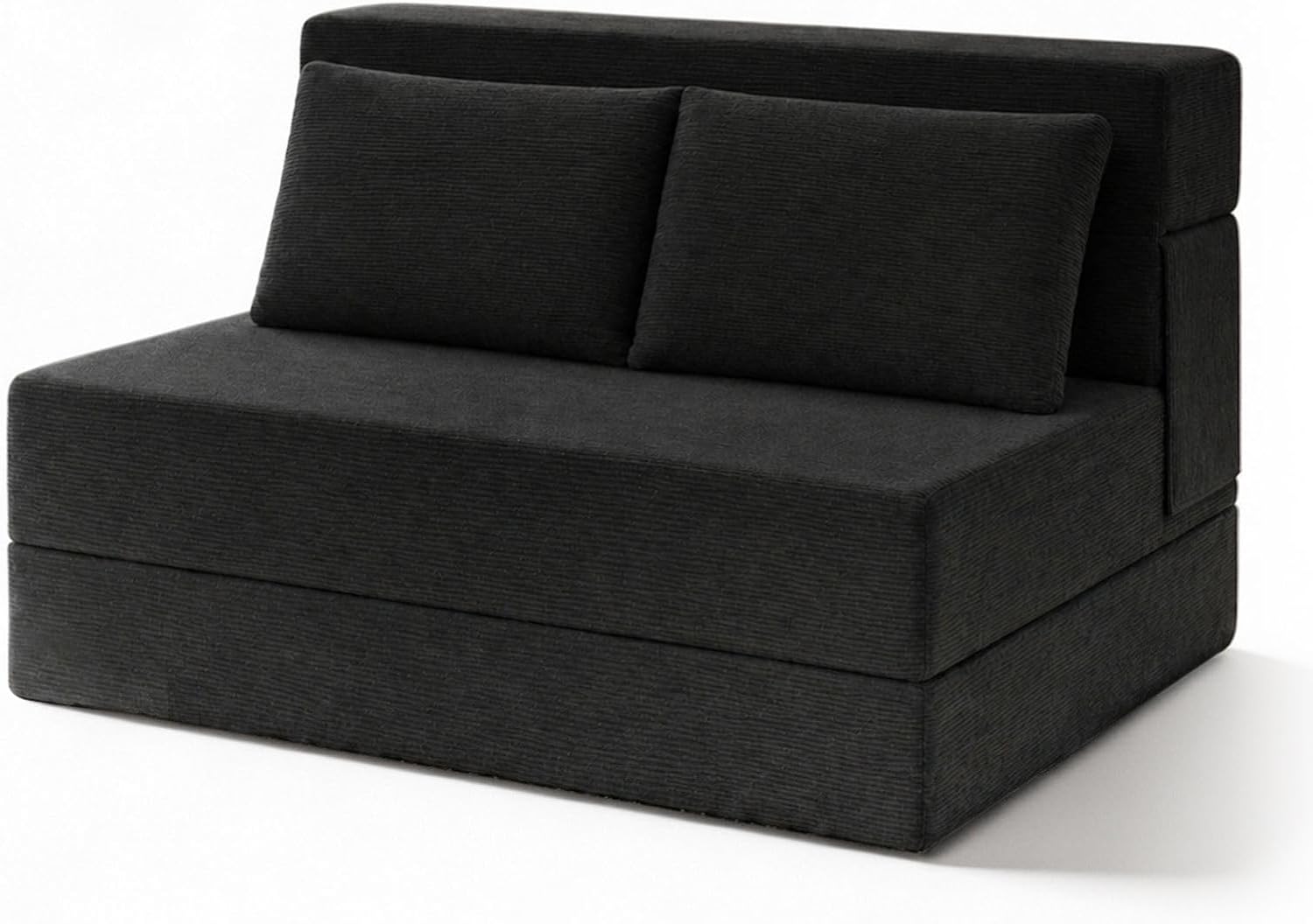 Folding Sofa Bed,Convertible Sleeper Chair with Pillow, Loveseat Fold Out Chair Bed, Memory Foam Floor Couch Mattress, Foldable Futon Couch Lounge for Living Room (Black-Corduroy, Twin)