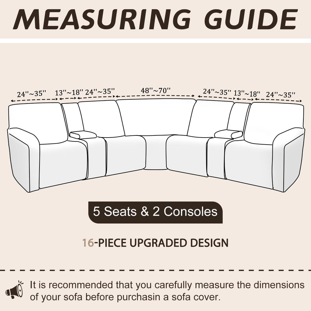 Arfntevss Sectional Recliner Couch Covers Velvet Washable Corner Sectional Sofa Cover for Reclining Couch Stretch Soft Thick L Shape Recliner Slipcover (5 Seat with 2 Console Cover, Charcoal Gray)