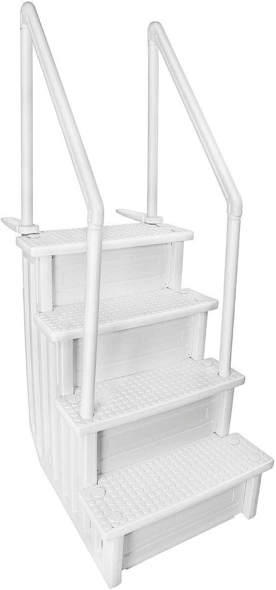 XtremepowerUS Deluxe Above-Ground Pool Ladder A-Frame Swimming Non-Sliip Step Ladder, White