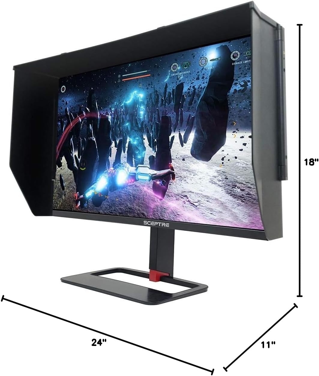 Sceptre 27 inch IPS 2K LED Monitor 2560x1440 QHD HDR400 HDMI DisplayPort up to 144Hz 1ms Height Adjustable Include Gaming Blinders Build-in Speakers, Machine Black (E278B-QPN168+)