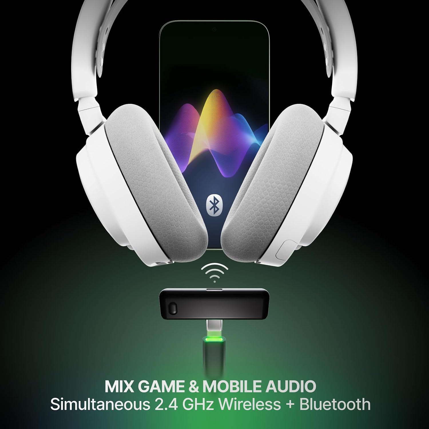 SteelSeries Arctis Nova 7X Wireless Gen 2 Gaming Headset - Real-Time App Control, 50+ HR Play, Neodymium Drivers, Mix 2.4GHz/Bluetooth, Xbox, PC, PS5/PS4, Switch 1/2, Mobile - White