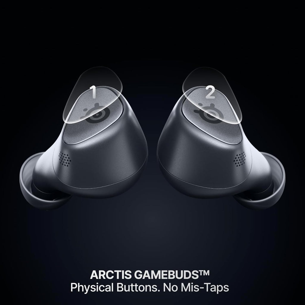 SteelSeries Arctis GameBuds for PlayStation/PC/Switch/Mobile — 2.4GHz + Bluetooth 5.3 Earbuds — ANC — Mobile App Sound Presets — Water Resistant IP55 — 40H Battery with Qi Charging Case - Black