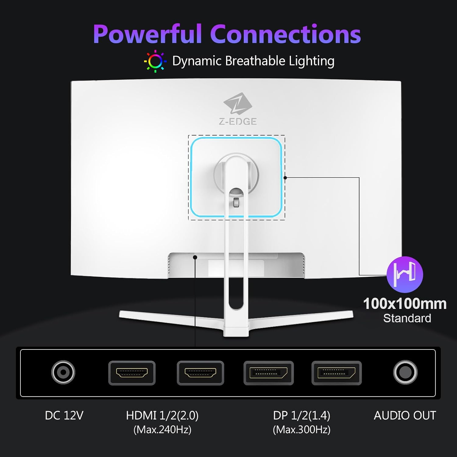 Z Z-EDGE 27 inch Curved Gaming Monitor, FHD 1080P 300Hz 240Hz Computer Monitor, Ultra-Fast MPRT 1ms Curved Monitor, 1500R, 16.7M Colors, UG27H Frameless Bezel, 2X DP 1.4 Ports and 2X HDMI 2.0 Ports