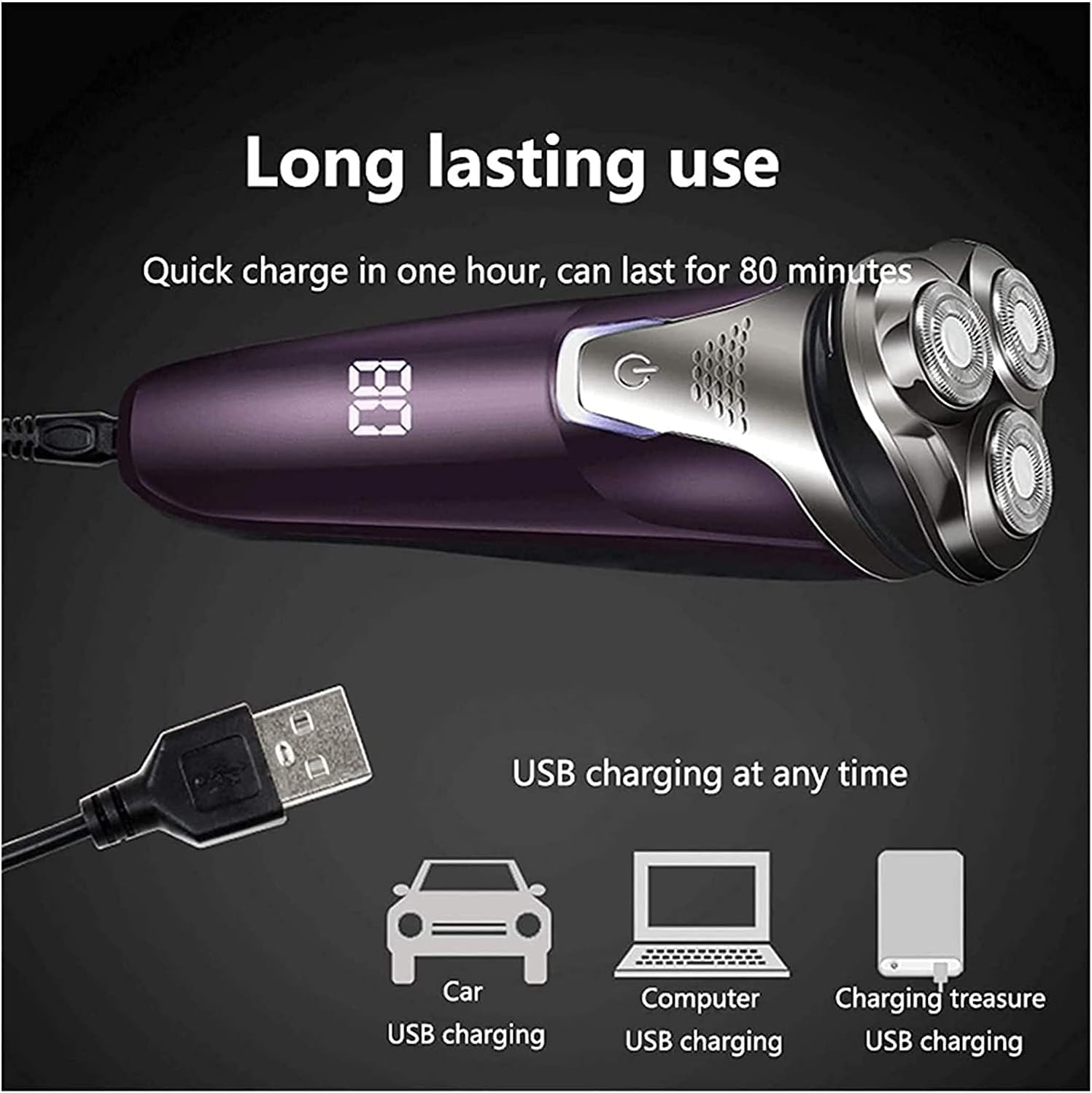 Electric Shaver Razor for Men with 3D Floating Cutter Head Rechargeable Dry/Wet Men's, Electric Shavers for Men Face, Led Display