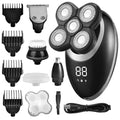 Head Shavers for Bald Men, Electric Shaver For Men Beard Hair Trimmer Electric Razor 5D Floating Five Blade Heads Electric Nose Hair Trimmer LCD Display (Color : Silver)