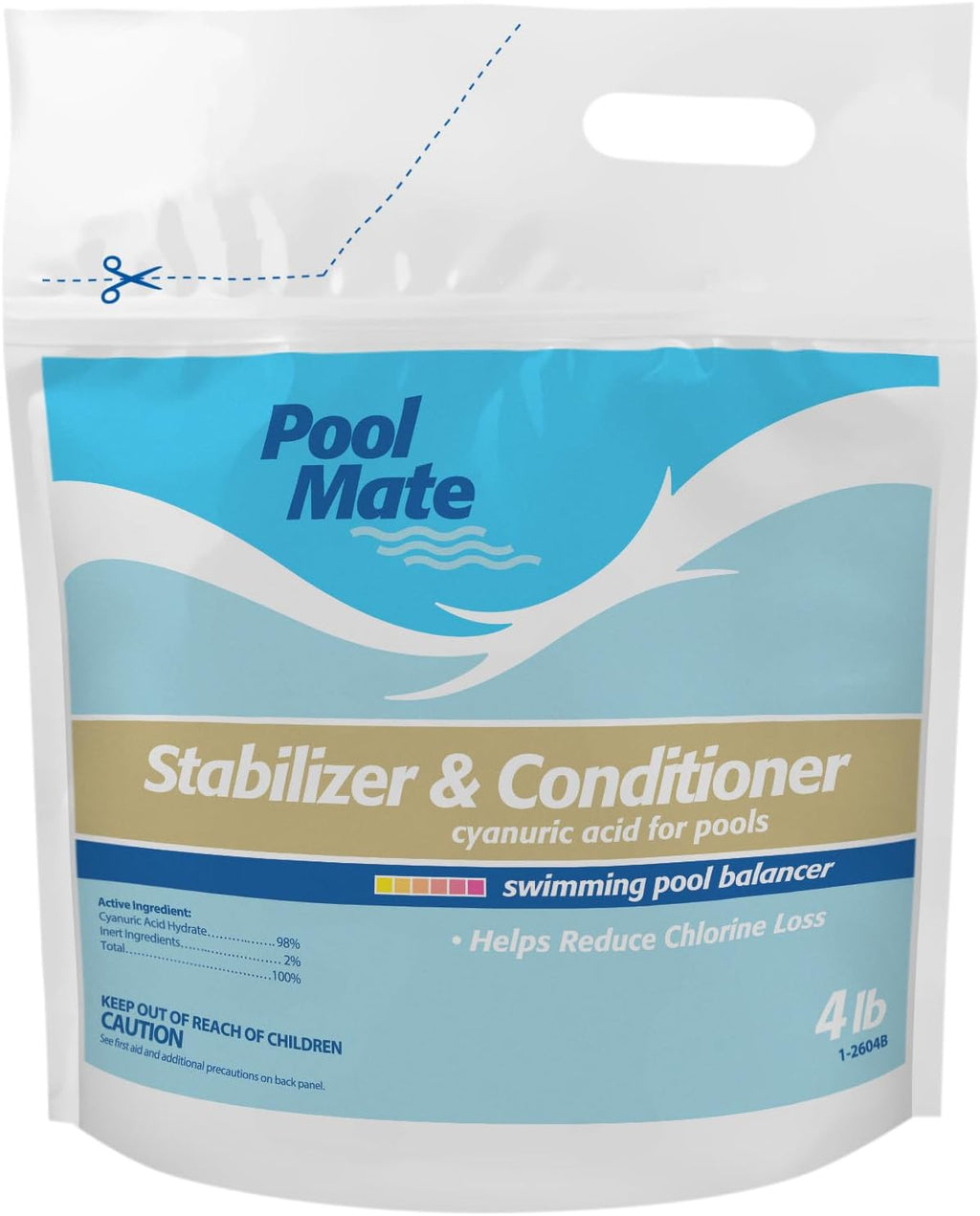 Pool Mate 4-Pounds Premium Pool Stabilizer and Conditioner,Concentrated Cyanuric Acid for Pools,Helps Chlorine Last Longer,(Pack of 8)