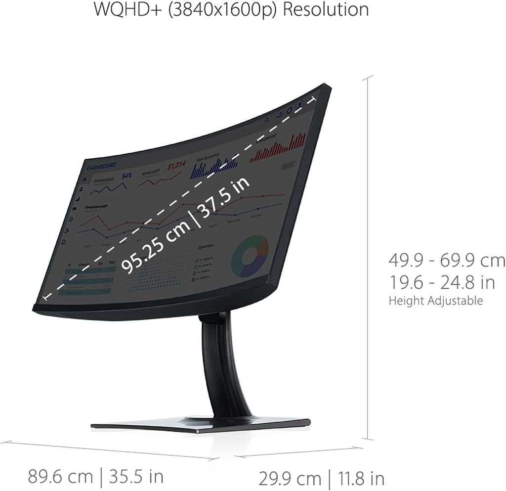 ViewSonic VP3881A 38 Inch WQHD+ ColorPro Monitor, Curved IPS with 100% sRGB and Pantone Validated for Professional Graphic Design, Advanced Ergonomics, 90W USB-C, HDMI, and DisplayPort