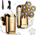 Electric Razor for Men, Bald Shaving Machine Electric Shaver For Men Beard Hair Trimmer Body Grooming Kit Six Blade Electric Razor LCD Display (Color : Gold)