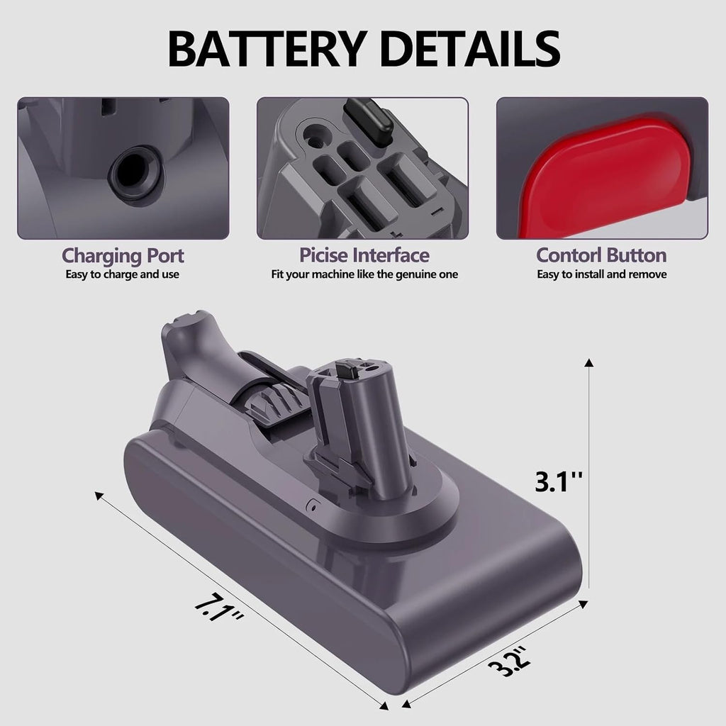 OUTMX 25.2V 6000mAh Compatible for Dyson Battery V11 Vacuum Cleaner - Clip Type Replacement Batteries(3Pcs 6000mAh)