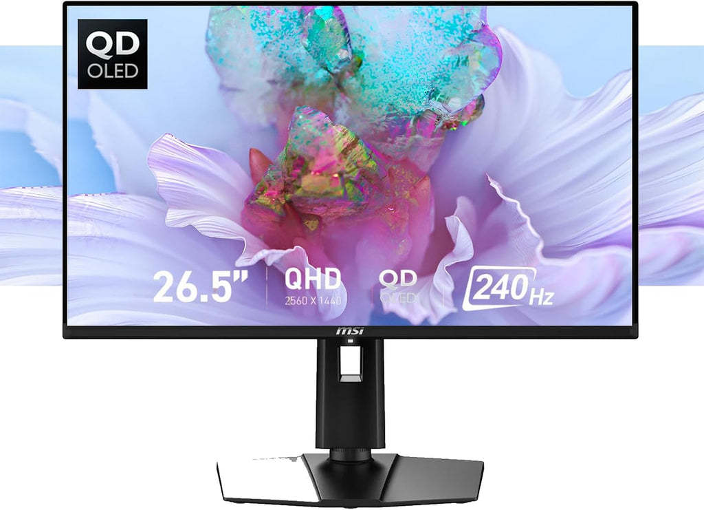 msi 27' QD-OLED Gaming Monitor | QHD(2560x1440), 240Hz, 0.03ms | AMD FreeSync Premium Pro | True Black HDR 400, 99% DCI-P3 | USB-C, Adjustable Ergonomic Stand