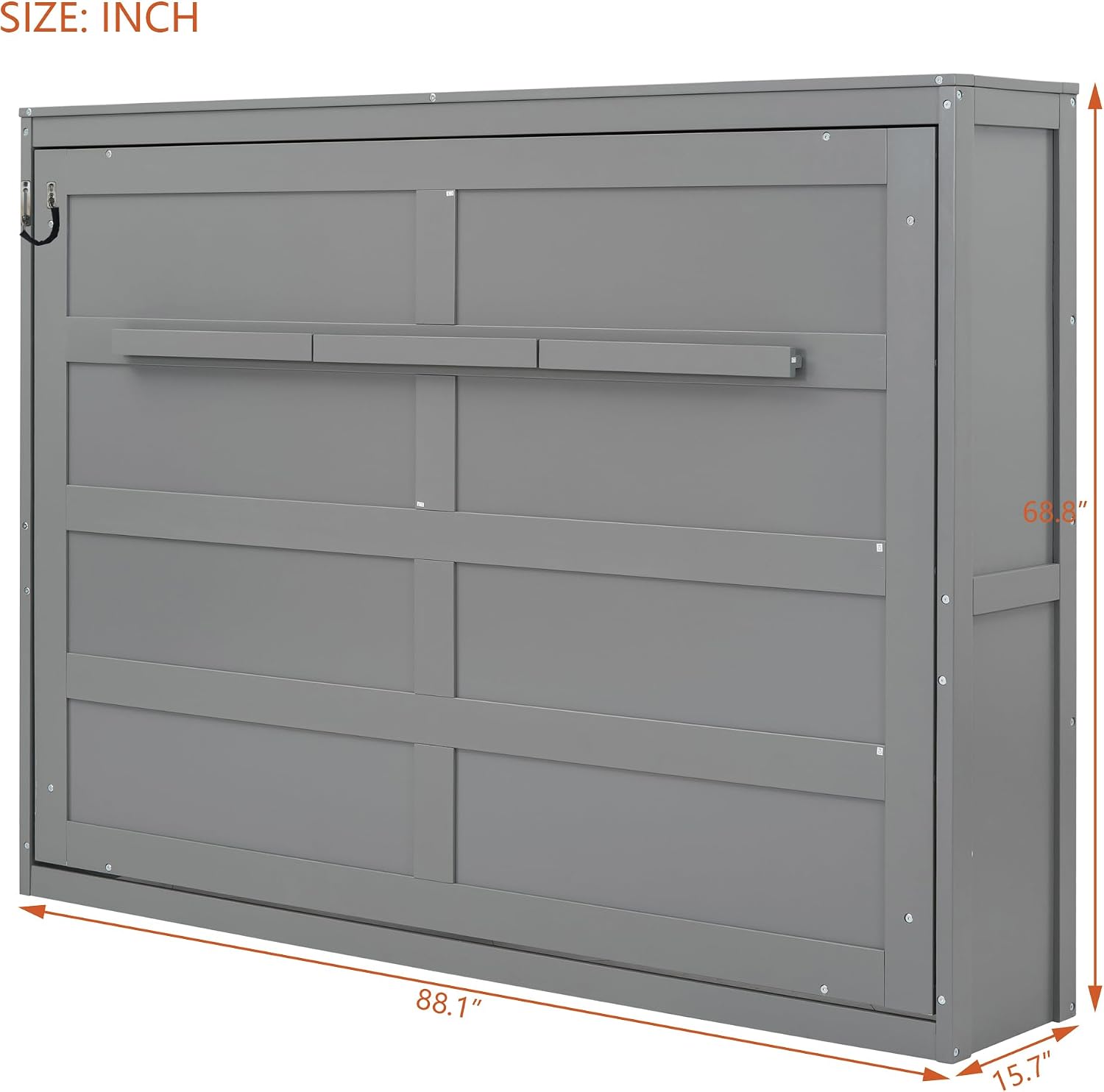 Merax Modern Farmhouse Solid Wood Murphy Bed Chest, Wall Bed with Wood Slat Support/No Box Spring Needed/Space Saving/Queen,Gray