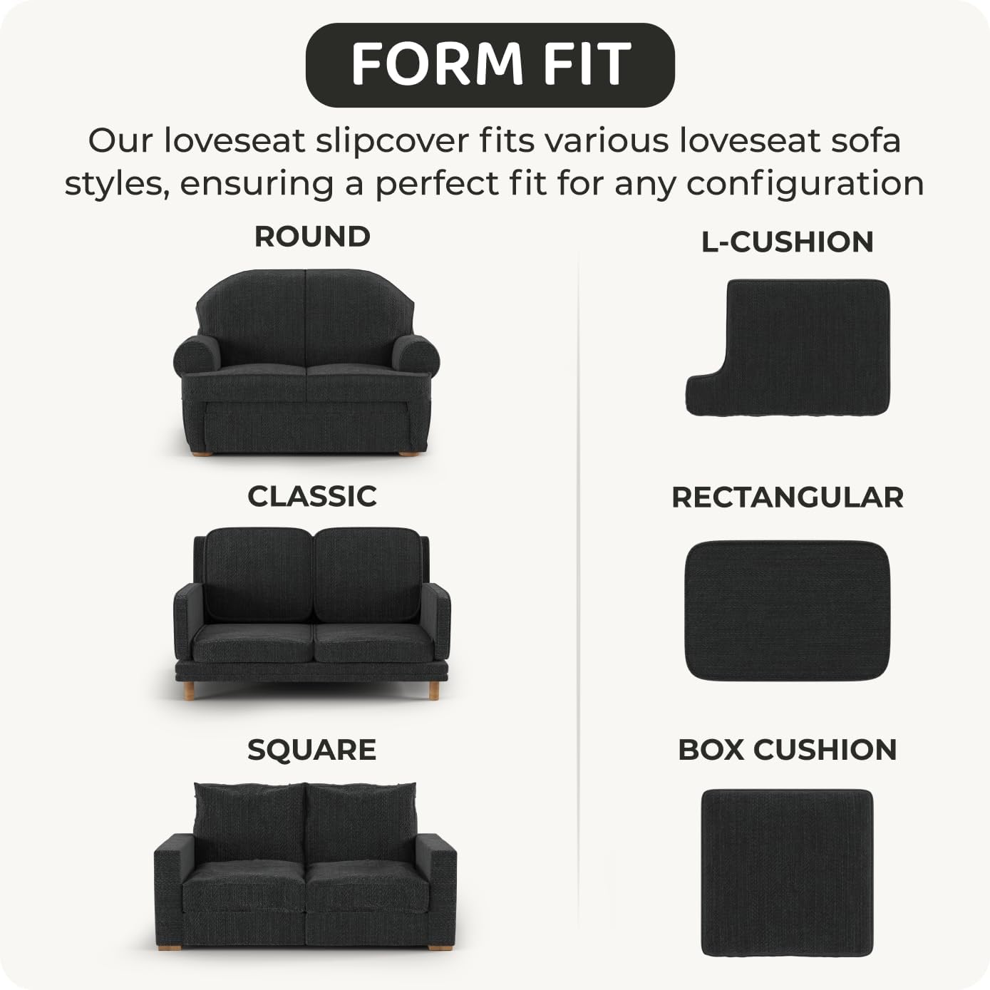 PAULATO BY GA.I.CO. Stretch Sofa Slipcover 1-Piece Elastic Couch Covers for 3-Seater & 4-Seater Sofa Loveseat Armchair Non-Slip Cover Machine Washable Protector – Ash (40'-63' Wide)