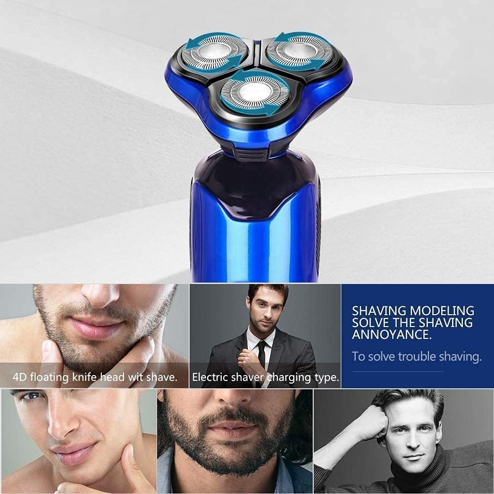 Electric Shaver for Men Rechargeable Rotary Razors Beard Trimmer Face Shavers 100% Waterproof IPX6 Wet & Dry Cordless with Stroke Locking Function