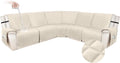 HDCAXKJ 100% Waterproof Recliner Sectional Couch Covers XX-Large L Shaped Corner Reclining Sofa Cover Washable Thick Non Slip Sectional Slipcover with Pockets (XXL 5 Seat Recliner Couch, Beige)