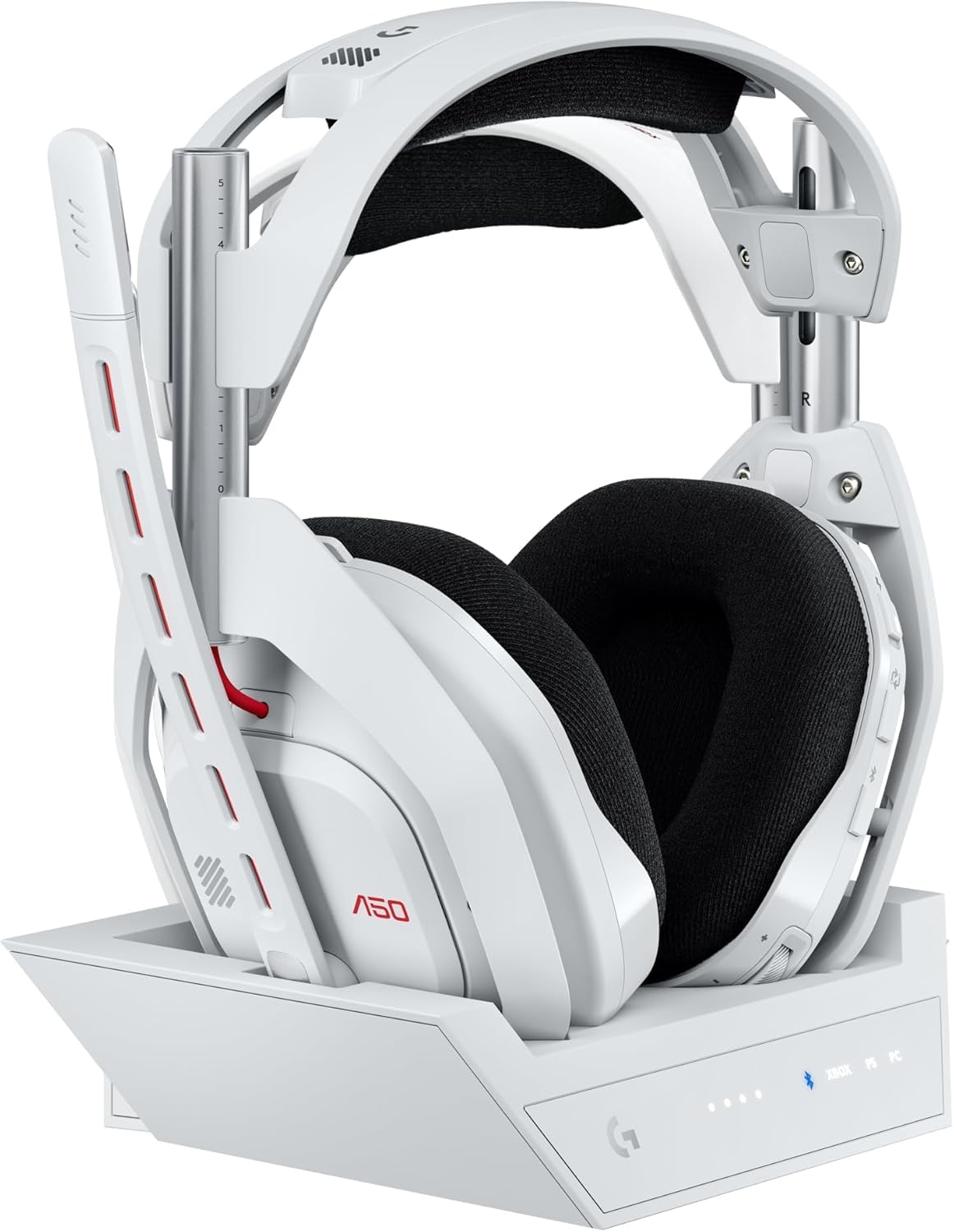 Logitech G Astro A50 Omni-Platform Wireless Gaming Headset + Base Station for PS5, Xbox, PC: PLAYSYNC Audio Switcher, <16 bit/48kHz (Console), <24 bit/48 kHz (PC), 2.4GHz & BT White (Renewed)