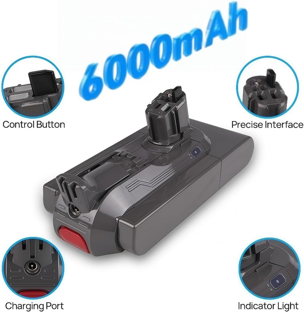 25.2V 6000mAh/8000mAh Rechargeable Battery, Compatible with Dyson V11 (SV15/SV16/SV17/SV18/SV22) Absolute/Animal/Fluffy Vacuum(6000mAh)