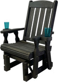 Amish Casual Heavy Duty 600 Lb Mission High Back Treated Glider Chair with Cupholders (Semi-Solid Black Stain)