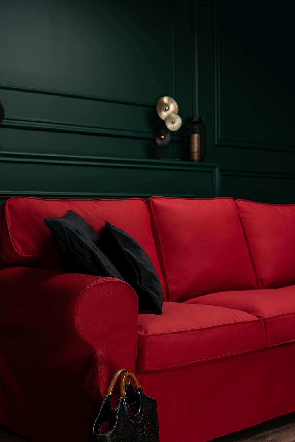 Cotton Ektorp 3 Seat Sofa Cover Slipcover Replacement Made for The IKEA Ektorp 3 Seat Sofa Cover(Cotton Red)-Does NOT fit Ektorp 3.5-seat Sofa