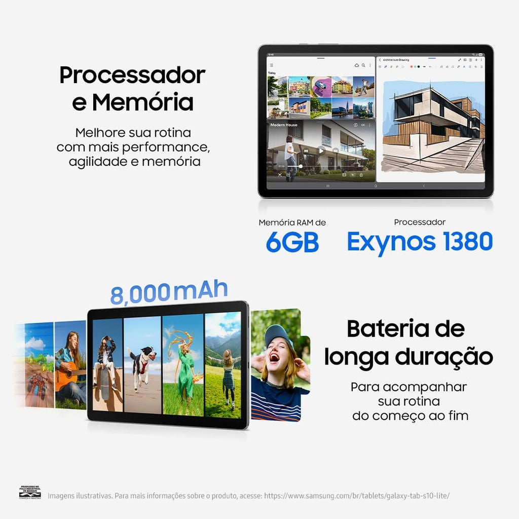 SAMSUNG Galaxy Tab S10 Lite with S-Pen | 128GB, 6GB RAM, Wi-Fi Only | 10.9' 90Hz LCD, Android 15 WiFi 6 Tablet, All Day Battery | International Model X400 | 256GB SD Card Bundle, Gray