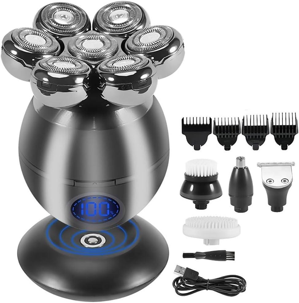 Head Shaver for Men, Rechargeable 5 in 1 Multi Grooming Kit Beard Hair Electric Shaver for Men Body Trimmer Facial Electric Razor Balde Shaving Machine