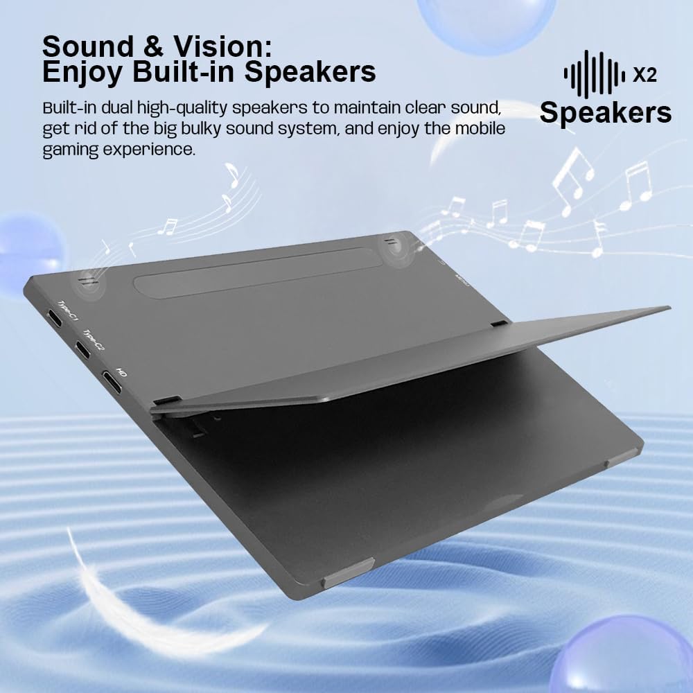 Portable Small Monitor 10.5 inch USB C 100% sRGB 1500:1 FHD 1920x1280 IPS Touch Ultra-Thin External Second Screen Display for Gaming Computer PC Phone Mac