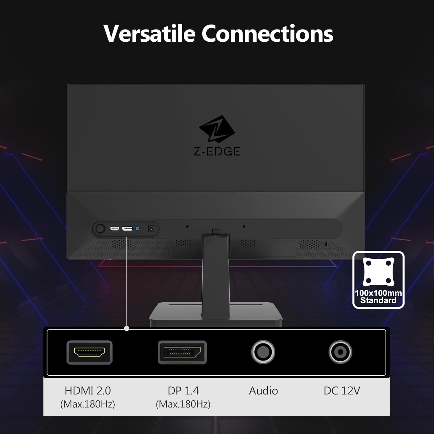 Z-Edge 27 inch 180Hz 165Hz Gaming Monitor, FHD 1080p, MPRT 1ms, IPS Monitor Gaming, 300nits, 16.7M Colors, 120% sRGB, UG27F Frameless Bezel, DP x1, HDMI x1