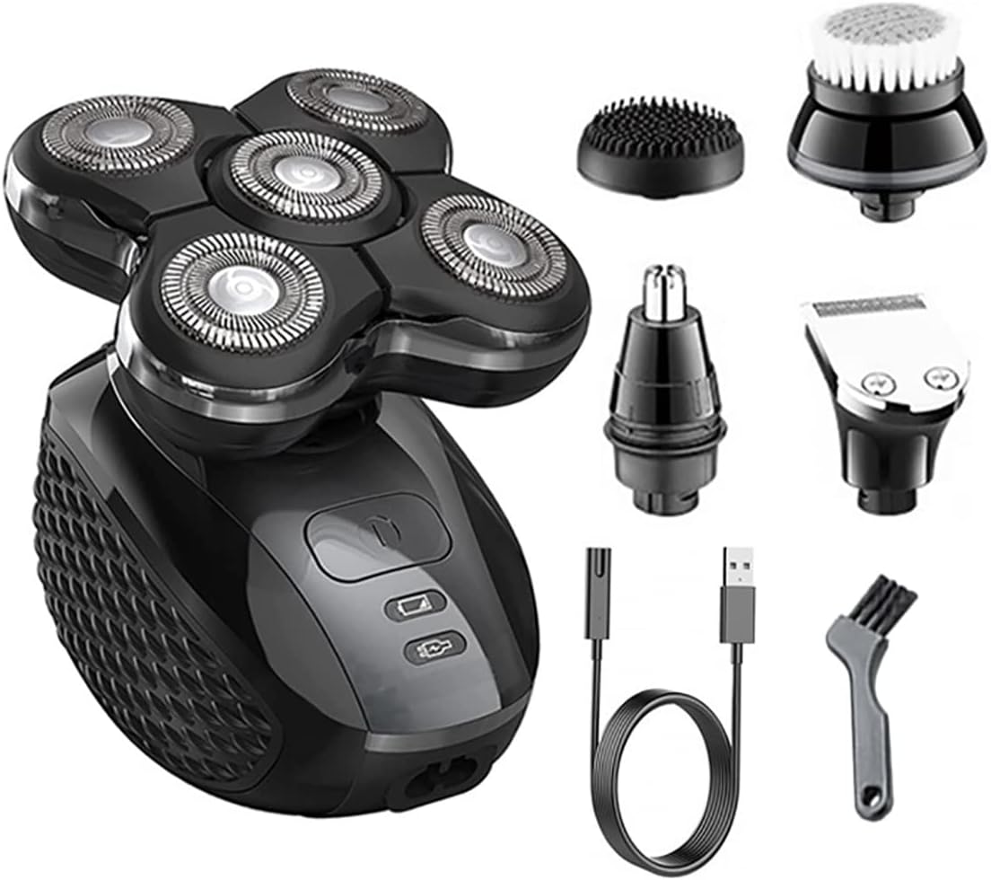 Electric Razor for Men, Rechargeable 5 In 1 Pro Head Shaver Electric Body/beard/hair Trimmer Electric Razor For Men Grooming Balds Shaving Machine Wet Dry