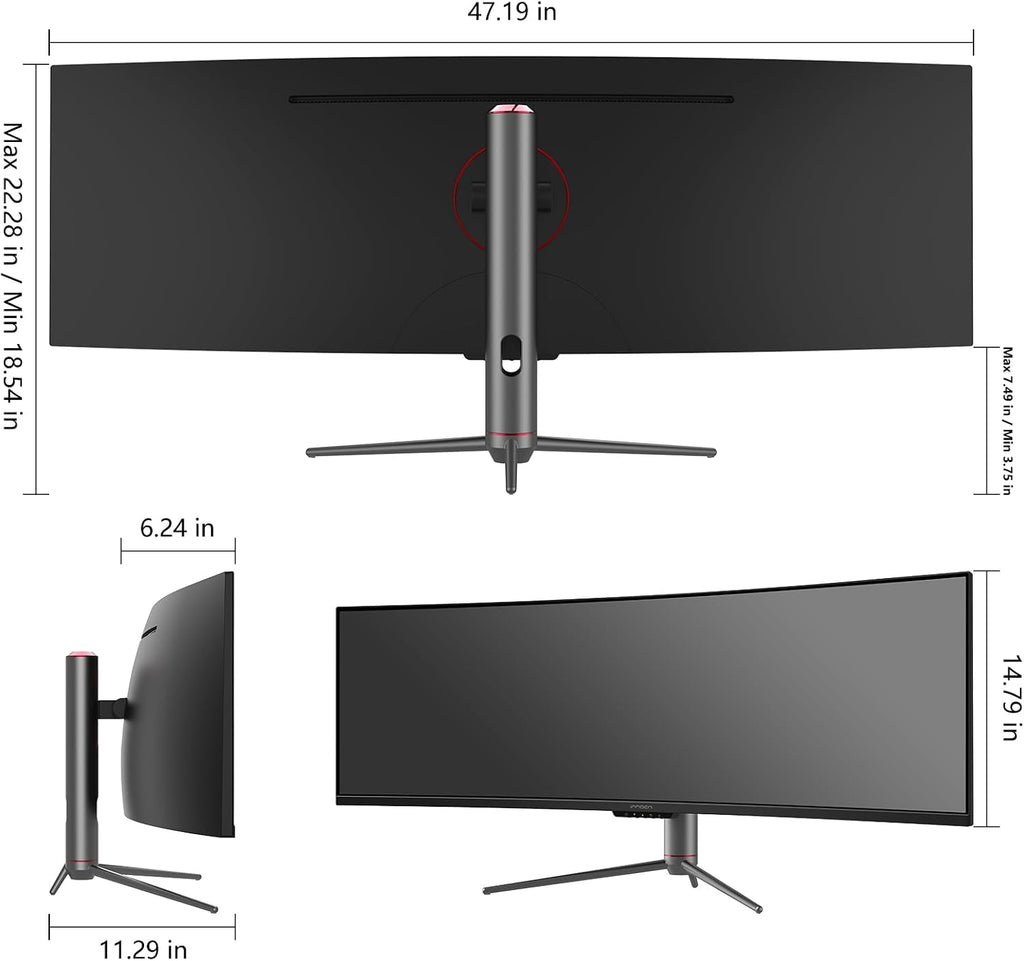 INNOCN 49' 240Hz Curved Monitor Ultrawide Gaming QHD 5120 x 1440P Computer Monitor, R1800, 99% sRGB, HDR400, USB Type C, DisplayPort, HDMI, Built-in Speakers, Height/Tilt Adjustable - 49C1S