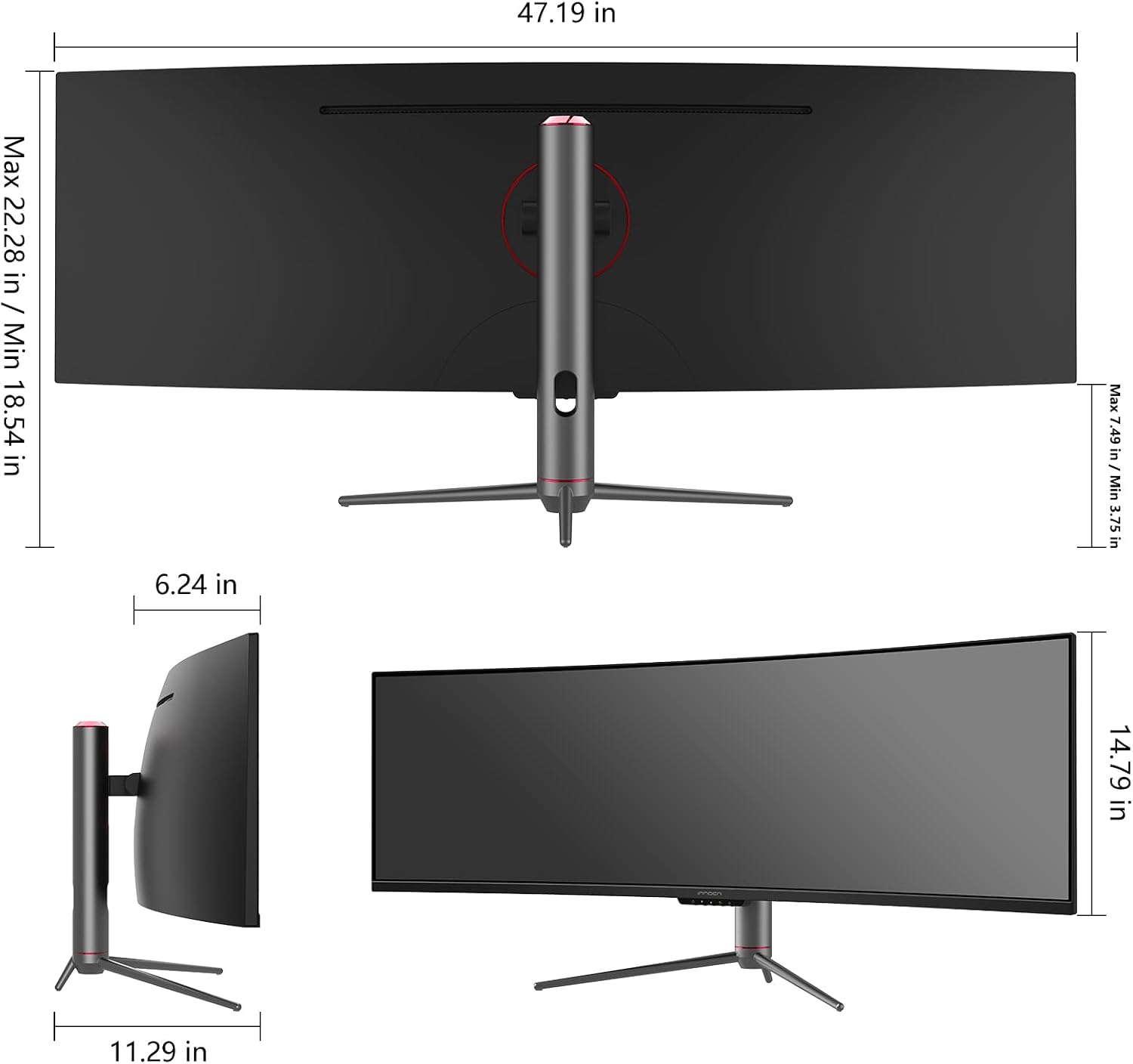 INNOCN 49' 240Hz Curved Monitor Ultrawide Gaming QHD 5120 x 1440P Computer Monitor, R1800, 99% sRGB, HDR400, USB Type C, DisplayPort, HDMI, Built-in Speakers, Height/Tilt Adjustable - 49C1S
