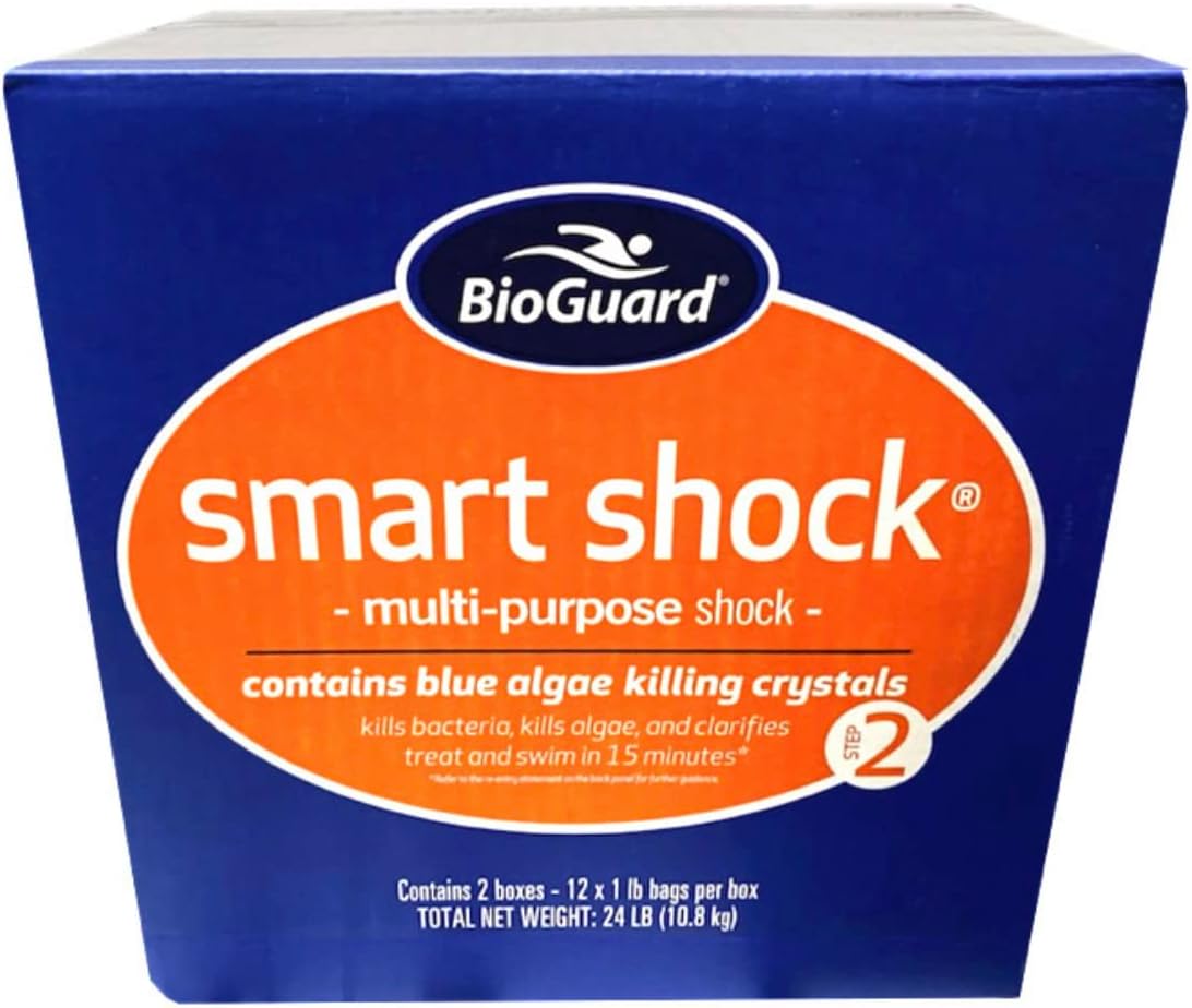 BioGuard Smart Shock 1 lb, Pack of 24, Algae Preventative, Swimming Pool Clarifier, Pool Shock Treatment, Multi-Purpose Shock for Pool Maintenance