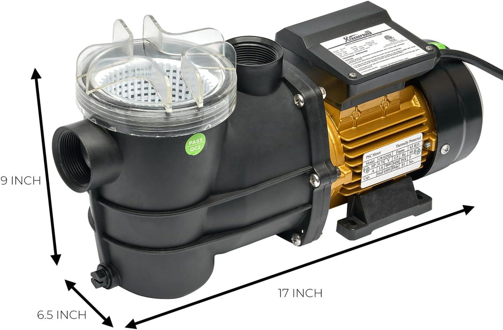 XtremepowerUS 3/4HP Swimming Pool Pump (2400GPH) Pond Self Prime Above-Ground Pond Spa Pool Pump w/ Strainer Basket 1.5'NPT Listed