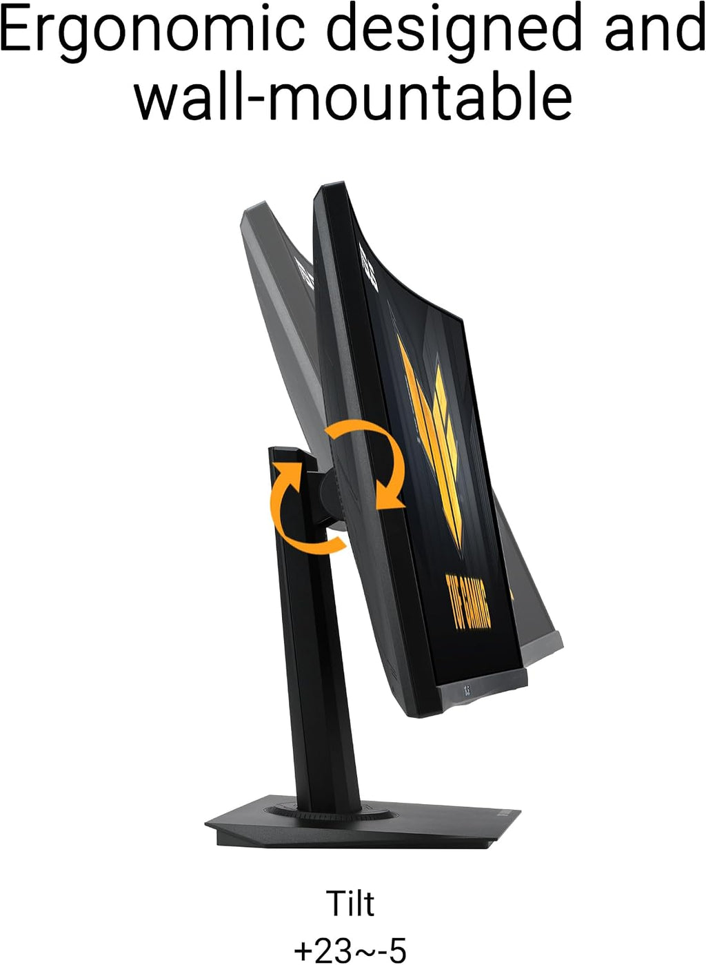 ASUS TUF Gaming 24' (23.6 inch viewable) Curved Monitor (VG24VQER) – FHD, 180Hz, 1ms, DCI-P3 90%, Extreme Low Motion Blur Sync, FreeSync, Shadow Boost, Eye Care, DisplayWidget Center, 3yr Warranty