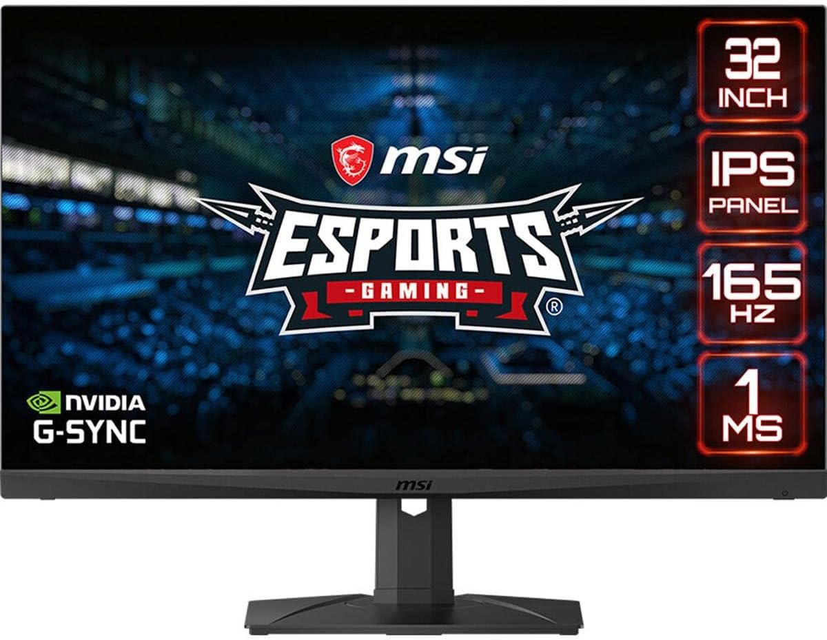 msi MAG321QR, 32' Gaming Monitor, 2560 x 1440 (QHD), IPS, 1ms, 165Hz, G-Sync Compatible, HDR 400, HDMI, Displayport, USB Type-C, Tilt, Swivel, Height Adjustable