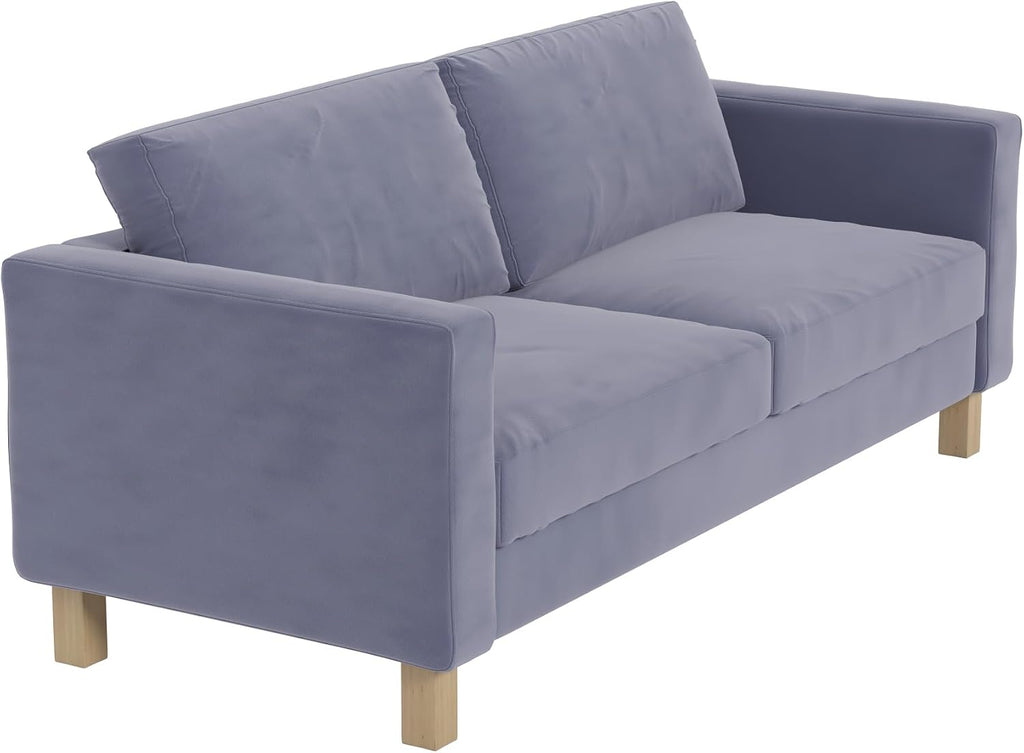 Heavy Duty Velvet Karlstad Three Seat (Not Loveseat) Sofa Cover (Width: 205CM, Not 165CM) Replacement Custom Made Compatible with IKEA Karlstad 3 Seat Sofa Couch Slipcover (Velvet Light Gray Sofa)
