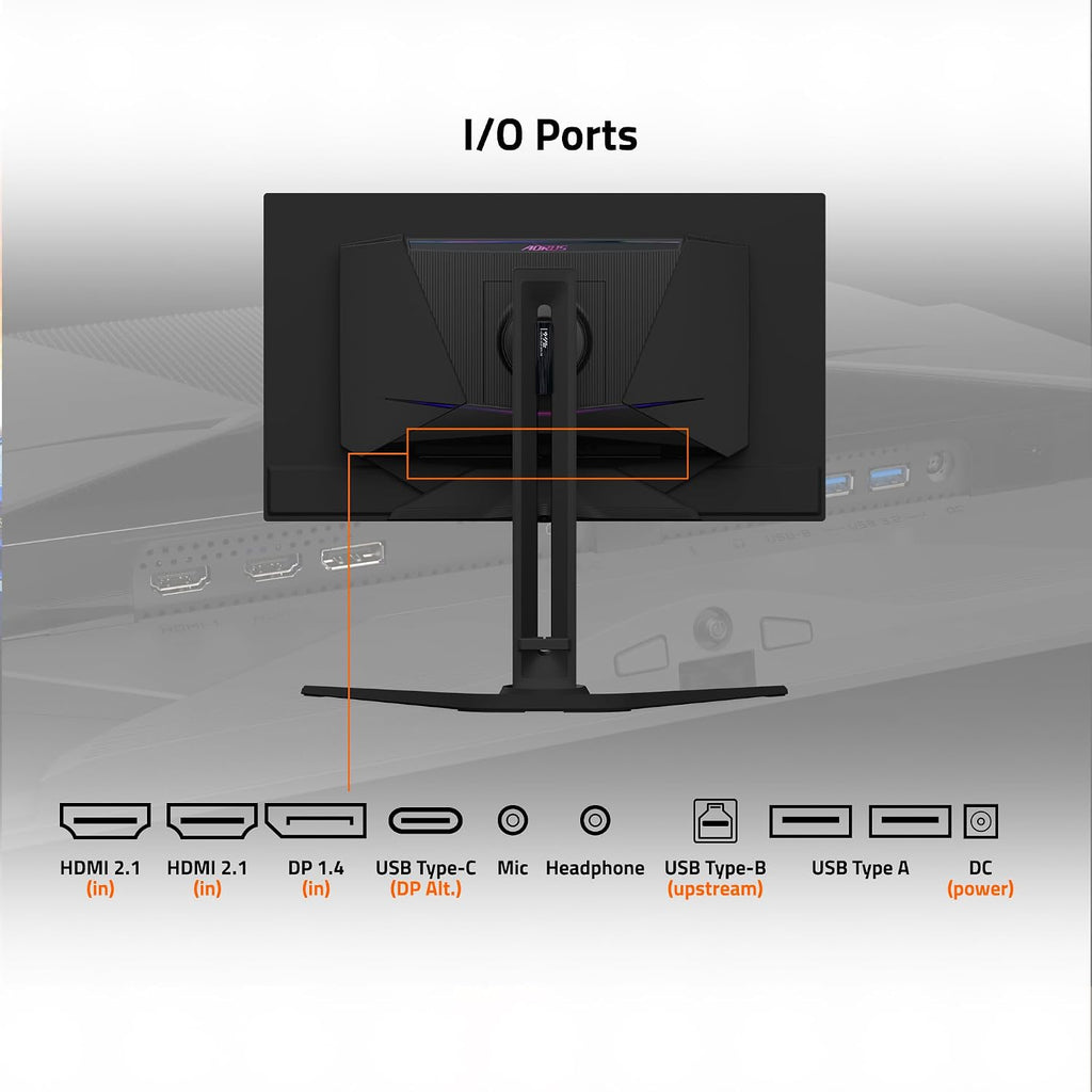 GIGABYTE - AORUS FO27Q3-27' QD OLED Gaming Monitor - QHD 2560x1440-360Hz - 0.03ms GTG - AMD FreeSync Premium Pro - Type C KVM - HDMI, DP, Type C - Height Adjustable - Black