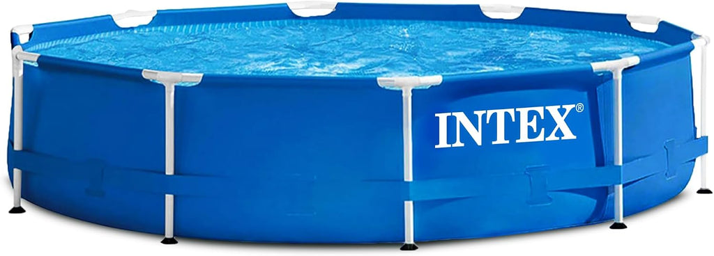 Intex 28200EH 10 Foot x 30 Inch 4 Person Outdoor Metal Frame Above Ground Round Swimming Pool with Easy Set-Up (Pump Not Included)